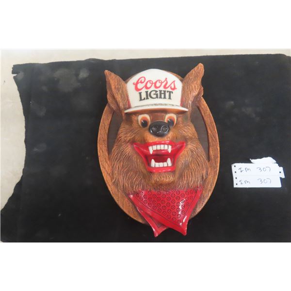 Coors Light Beer Wolf Hour Mounted Plastic Sign, 10" x 14"