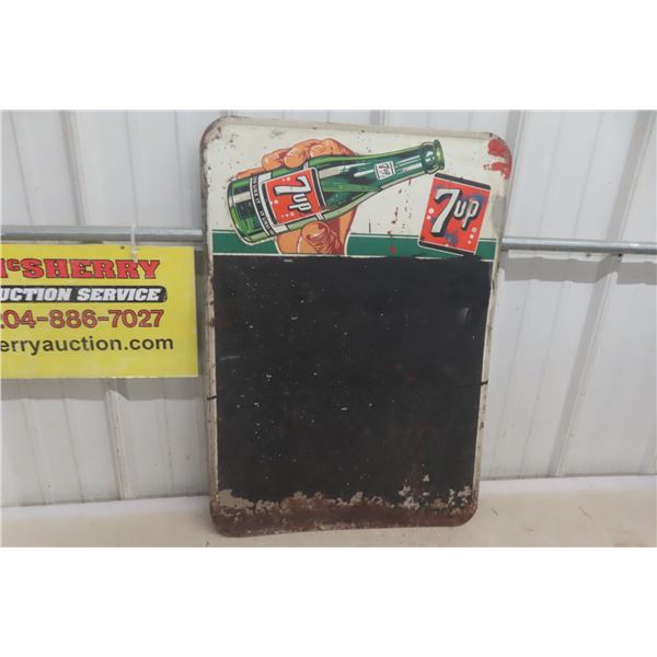 7-Up Metal Embossed Menu Board, Vintage, 19" x 27"