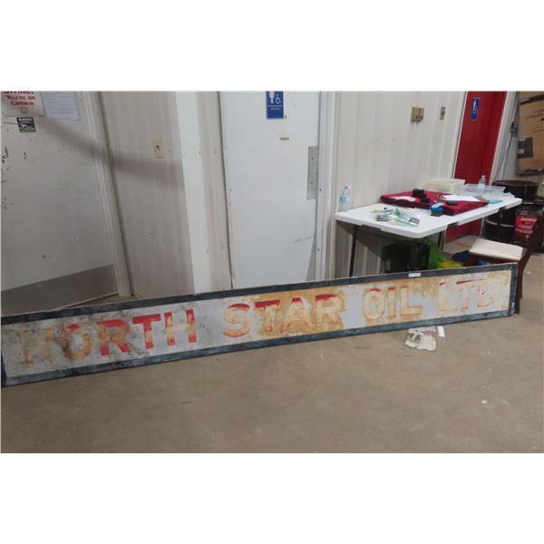 North Star Oil Ltd. Vintage Metal Sign, Wood Frame, 16" x 142"