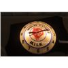 Image 1 : Wolfe Dairies Milk Double Bubble Vintage Light-Up Working Clock, 15" Diameter, Face Plate Damaged