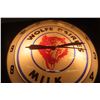 Image 3 : Wolfe Dairies Milk Double Bubble Vintage Light-Up Working Clock, 15" Diameter, Face Plate Damaged