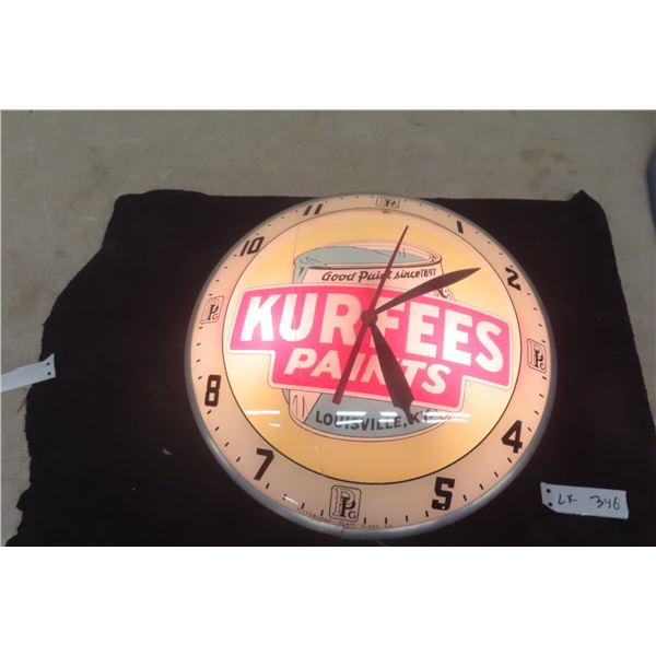 Kurfees Paints Double Bubble Clock, Works and Lights Up, 15" Diameter, Minor Crack