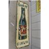 Image 1 : 7-Up Fresh Up with Bottle Girl, 1940s/50s, Vertical Metal Embossed Sign, 17" x 53"