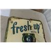 Image 2 : 7-Up Fresh Up with Bottle Girl, 1940s/50s, Vertical Metal Embossed Sign, 17" x 53"