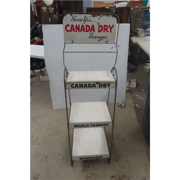 Vintage Canada Dry Rack with 2 Sided Topper Sign — 50" x 16" x Up to 16"