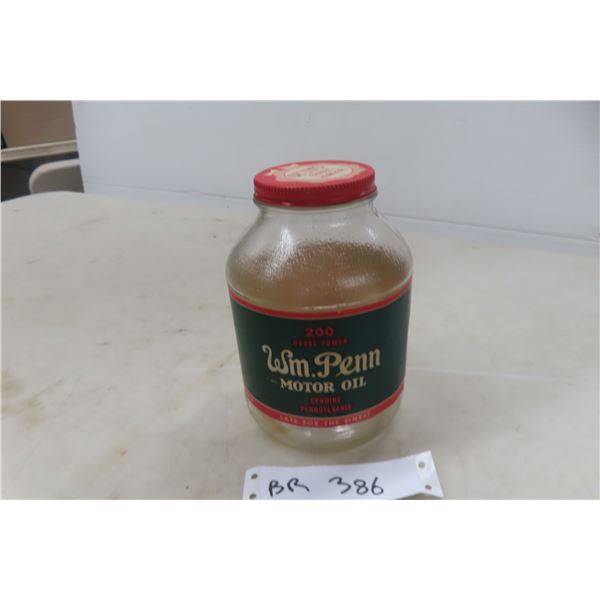 WM Penn One Quart Oil Glass Jar with Paper Label