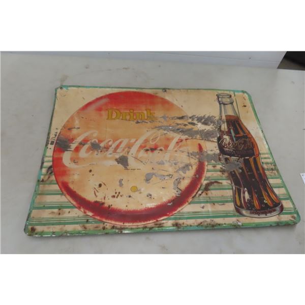 Vintage Coca-Cola Metal Embossed Sign — 19" x 27"