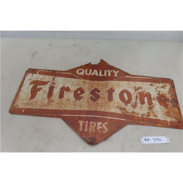 Firestone Metal Tire Sign — 17" x 29"