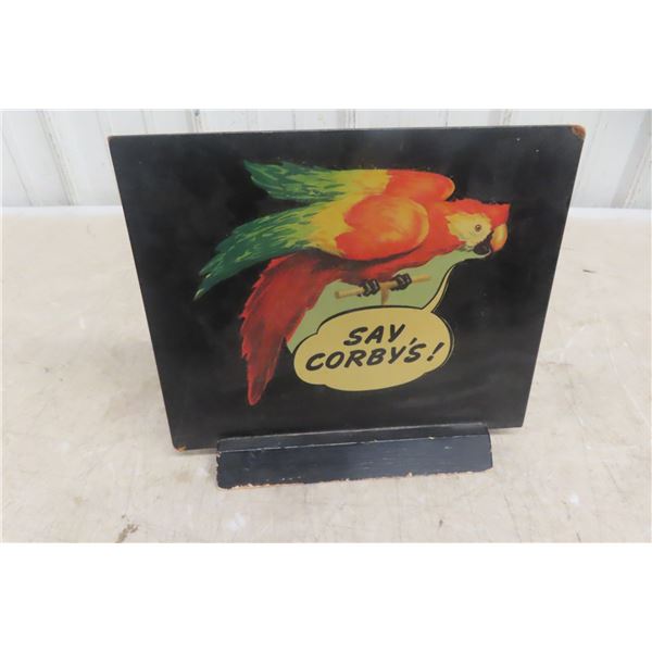 Corby's Whiskey Vintage Sign, 9½" × 11"