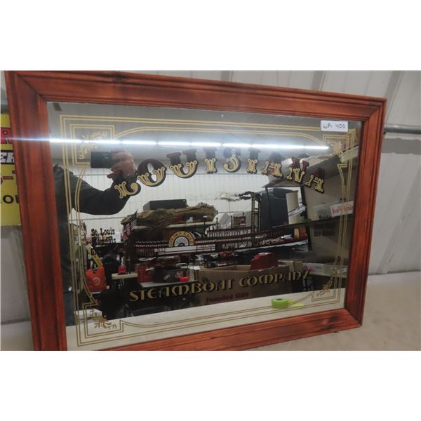 Louisiana Mirrored Steam Boat Company Framed Display 32" x 34"