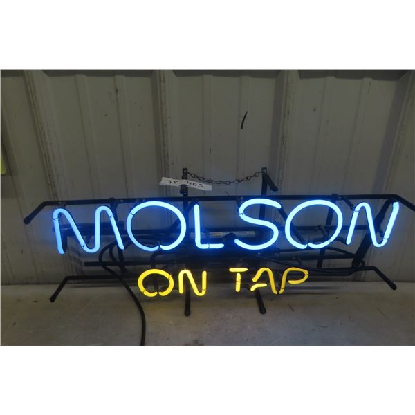 Neon Molson On Tap Sign – 2 Colour, 9" × 27" - Working!