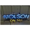 Image 1 : Neon Molson On Tap Sign – 2 Colour, 9" × 27" - Working!