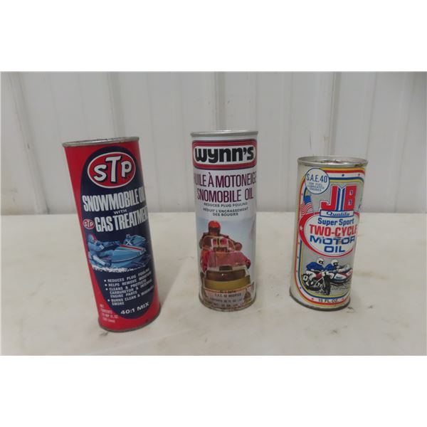 3 Snowmobile/2-Cycle Oil Cans – STP, Wynns, SB (15 oz or 20 oz)