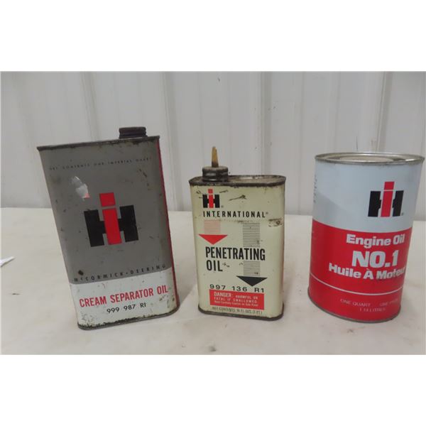 3 International Oil Cans – Cream Separator, Engine Oil No. 1, and Penetrating Oil