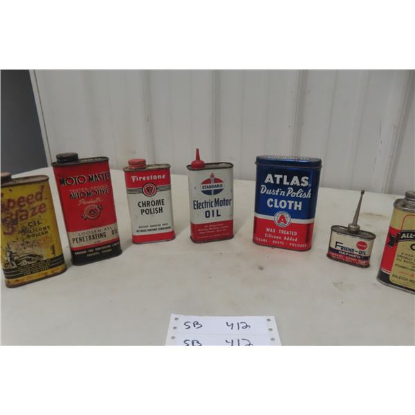 7 Oil-Related Product Cans – Standard Atlas, Firestone Plus