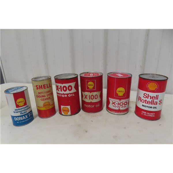 6 Shell Oil Cans – Motor Oil, Cleaner, AT