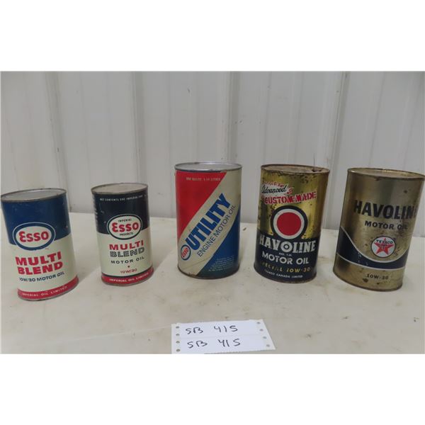 5 Oil-Related Cans – Texaco, Havoline, Esso