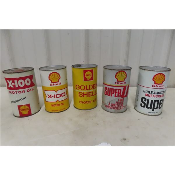 5 Shell Oil Quart Cans