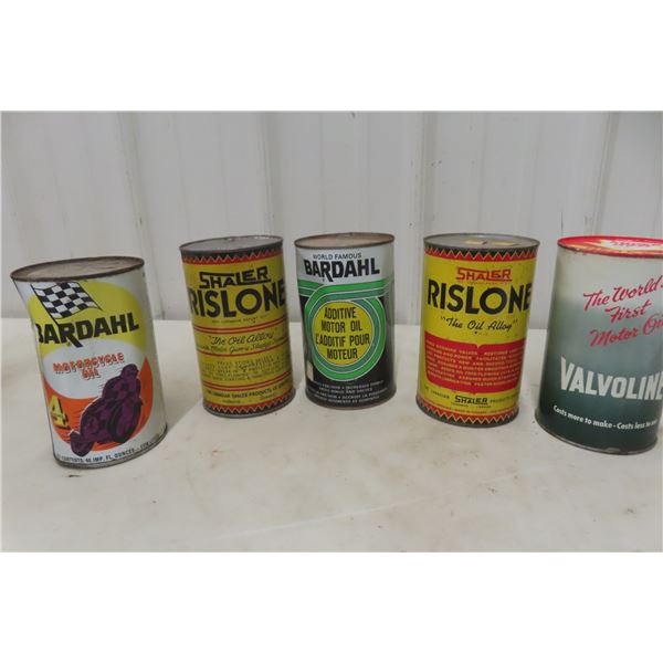 5 Oil-Related Quart Cans – Bardahl, Shaler, Valvoline