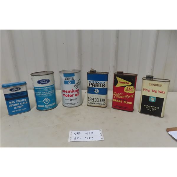6 Oil-Related Cans – Chrysco, Ford, GM
