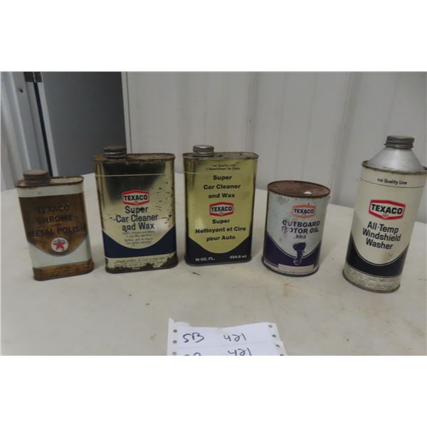 5 Texaco Oil-Related Product Cans