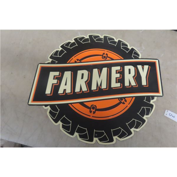 Farmery Metal Embossed Sign, 18" Diameter
