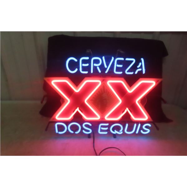 Cerveza XX Neon-Style Light-Up Sign – 2 Colours, 15" × 20"
