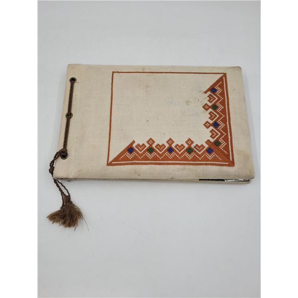 VTG Embroidered Scrapbook w/ Bank of Canada Cheques
