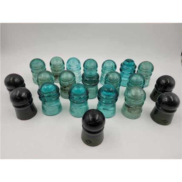 Lot of Assorted Glass Insulators (Dark Green & Blue)