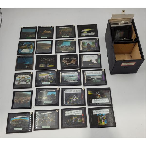 Lot of Assorted Antique Glass Magic Lantern Slides