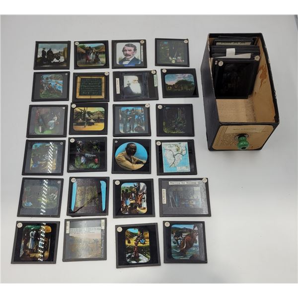 Lot of Assorted Antique Glass Magic Lantern Slides