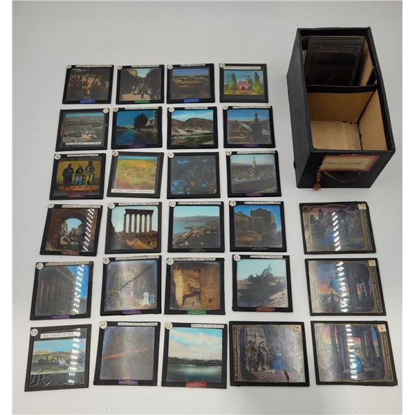 Lot of Assorted Antique Glass Magic Lantern Slides