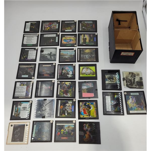 Lot of Assorted Antique Glass Magic Lantern Slides