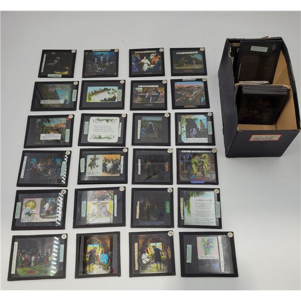 Lot of Assorted Antique Glass Magic Lantern Slides
