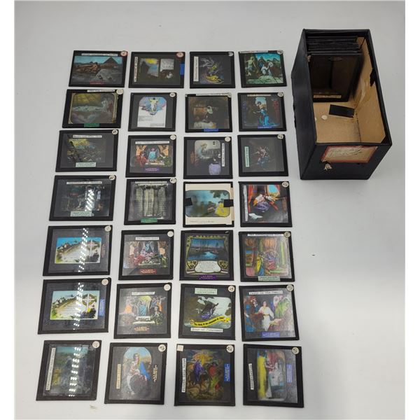 Lot of Assorted Antique Glass Magic Lantern Slides