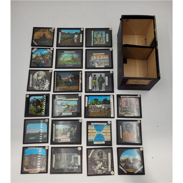 Lot of Assorted Antique Glass Magic Lantern Slides
