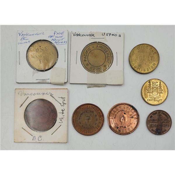VTG White Spot Coins, PNE Tokens, PNE Admission Coins, & 1958 Centennial Coins