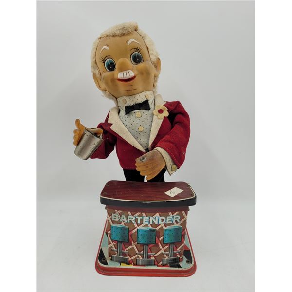 Battery-Operated Smoking Bartender w/ Rubber Head & Tin Bar