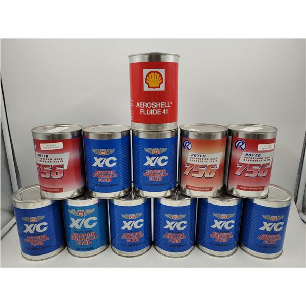 Lot of Aviation Hydraulic Fluid (Shell, X/C, Royco)