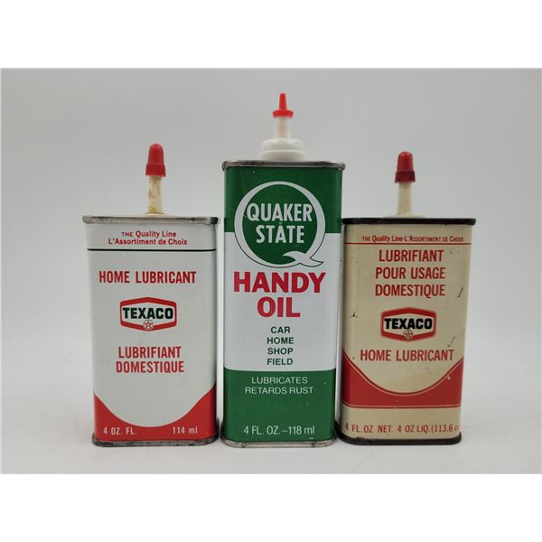 3 Oil/Lubricant Tins (Texaco & Quaker State)