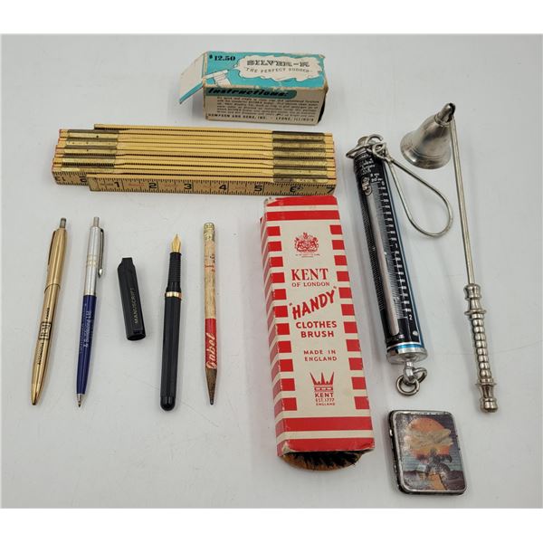 VTG Smalls Lot w/ Clothes Brush, Candle Snuffer, Spring Scale, & More