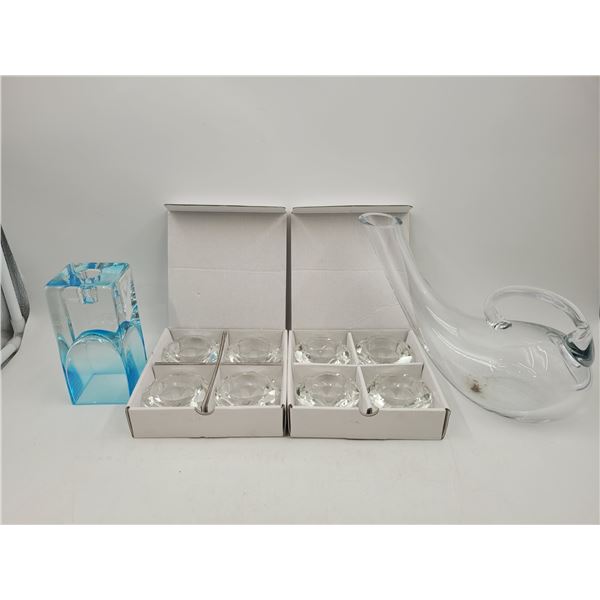 Glassware Lot w/ Candleholders & Duck Decanter