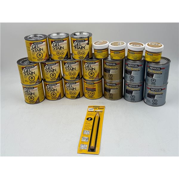 Lot of Stain, Wood Finish, Wood Putty, & Wood Filling Pencil