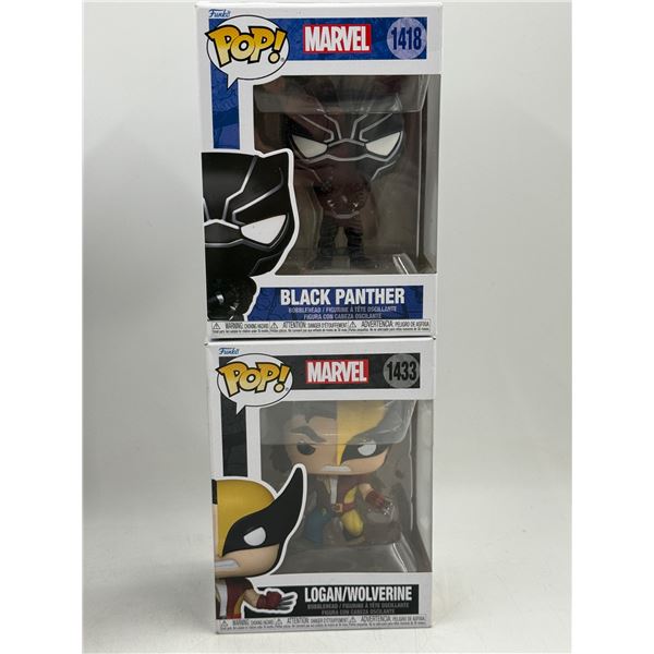 2 Marvel Funko Pop! Bobbleheads (Black Panther & Logan/Wolverine)