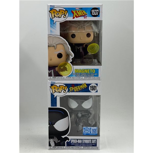 2 Funko Pop! Bobbleheads (Magneto & Spider-Man (Symbiote Suit))