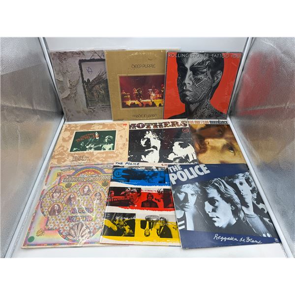 9 Vintage Vinyl Records: Rolling Stones, The Police, Deep Purple, & More