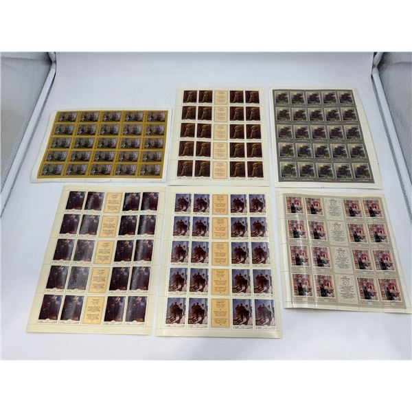 6 Sheets Of Vintage Stamps