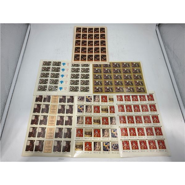 6 Sheets Of Vintage Stamps