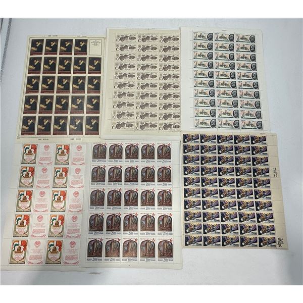 6 Sheets Of Vintage Stamps