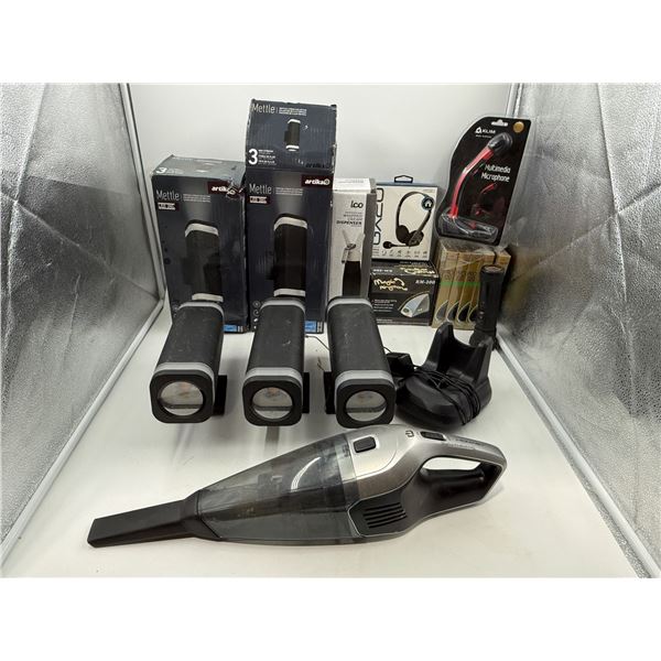 Variety Lot: Hand Vac, Wall Lights, Headphones, Whipped Cream Dispenser, & More